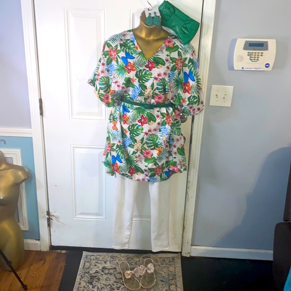 Preowned Handkerchief Floral Print Tunic Coverup Kimono Shrug Top Blouse Shirt - Picture 1 of 10